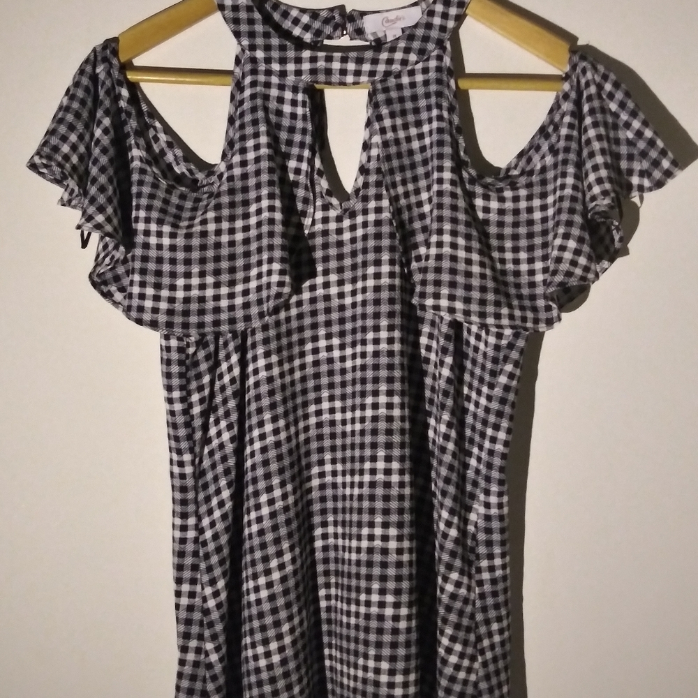 Candies off the shoulder button neck top